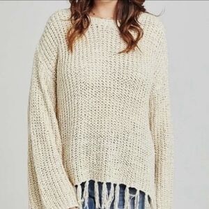 Altard State Fringe Hem Crochet Sweater